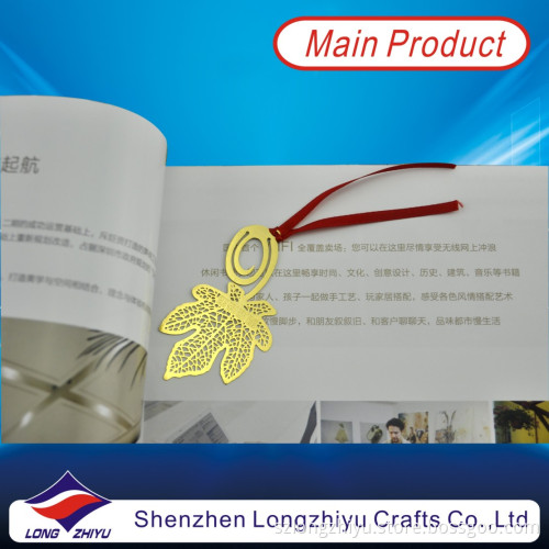 Etching Metal Hollow Leaf Ribbon Craft Findings Bookmark (LZY-201300002)